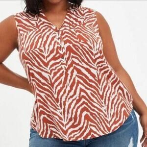 Torrid brown white Harper rayon slub sleeveless pullover zebra print size 4x